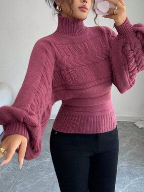 Burgundy Party Women's Elegant Pullover Sweater